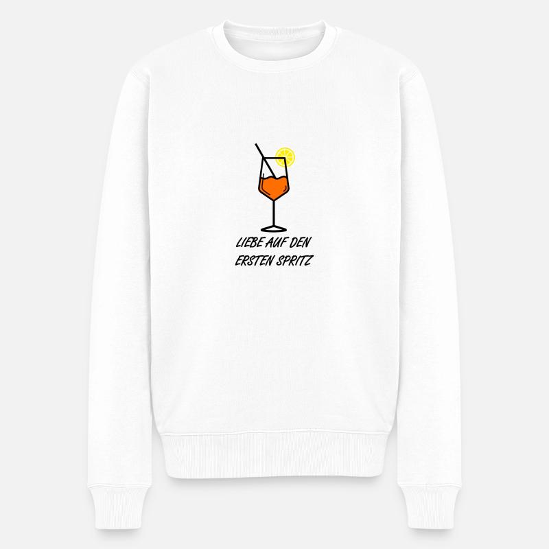 Liebe auf den ersten Spritz - Männer Premium Bio Pullover - Weiß