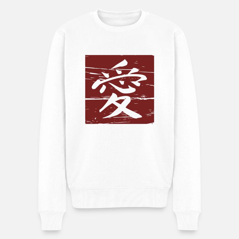 Schriftzeichen Liebe - Männer Premium Bio Pullover - Weiß