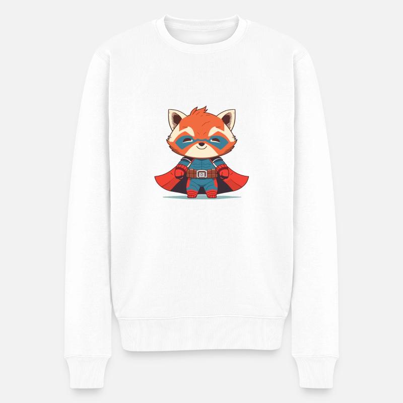 Super-héros panda rouge - Pull Premium bio Homme - blanc