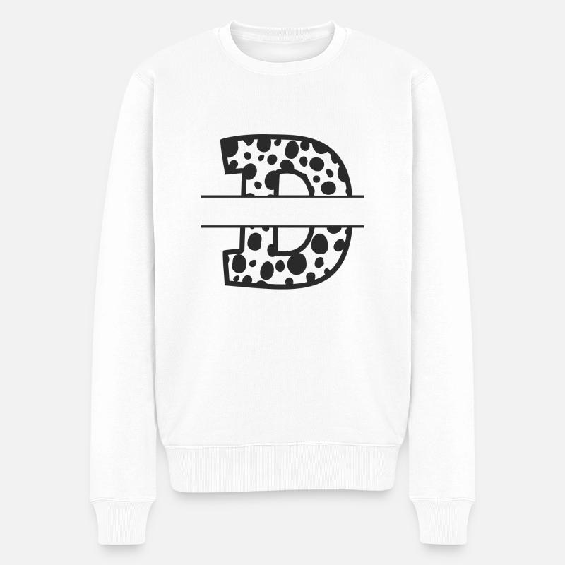 Personalisierter Kuhmusterbuchstabe - Männer Premium Bio Pullover - Weiß