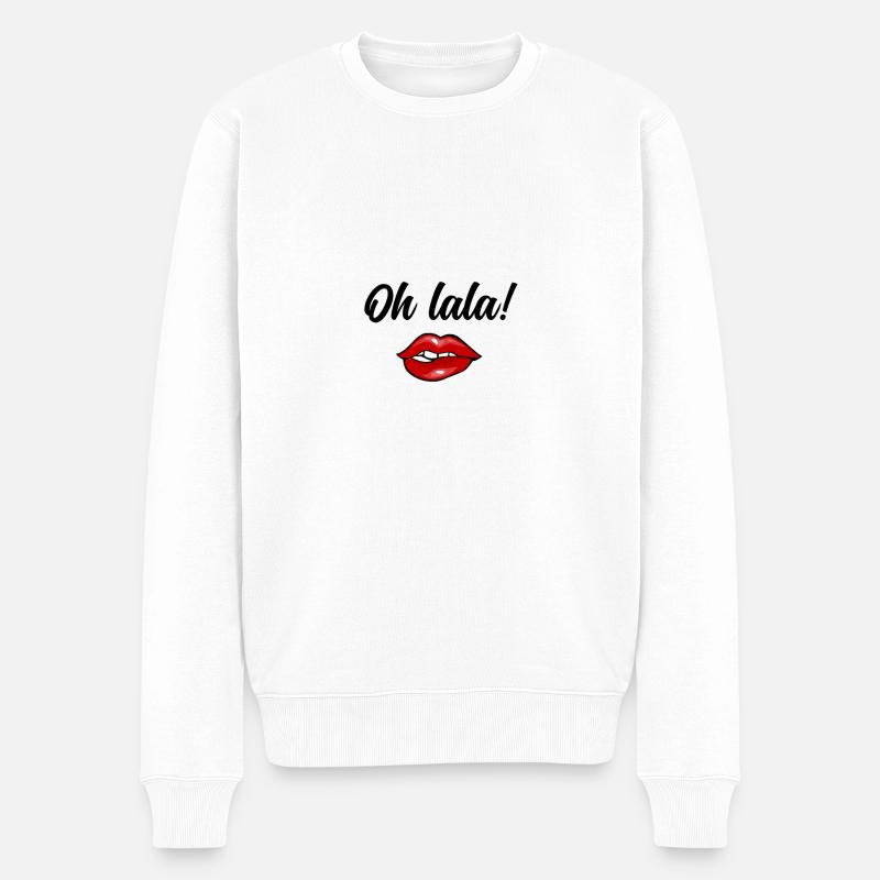 Oh lala! - Männer Premium Bio Pullover - Weiß