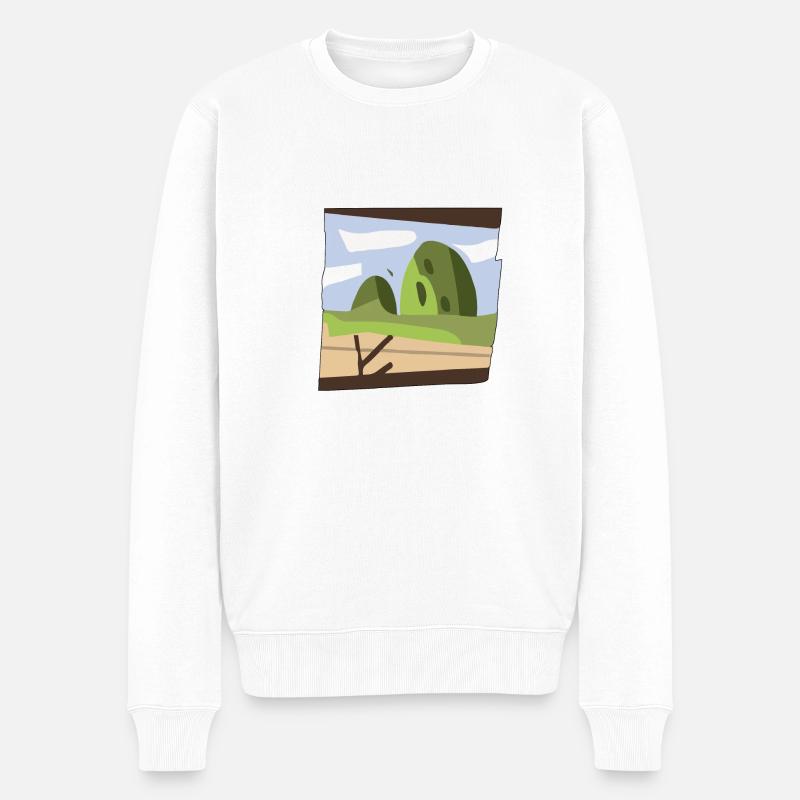 Naturlandschaft - Männer Premium Bio Pullover - Weiß