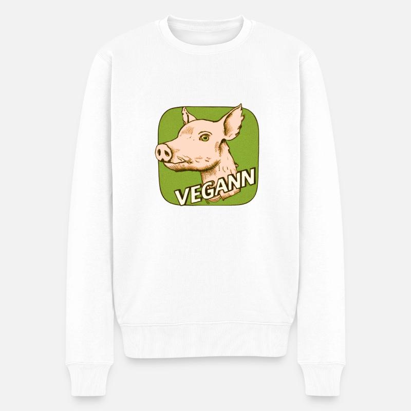 Ve-gann - Männer Premium Bio Pullover - Weiß