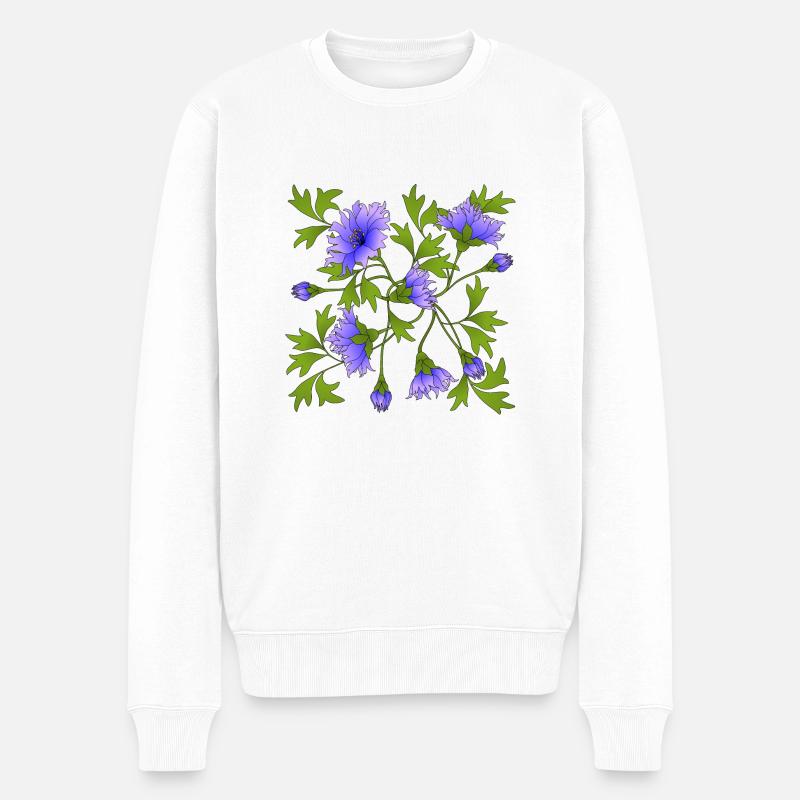 Blumen - Männer Premium Bio Pullover - Weiß