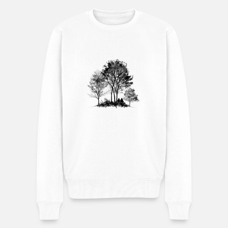 Schwarze Baumskizze - Männer Premium Bio Pullover - Weiß