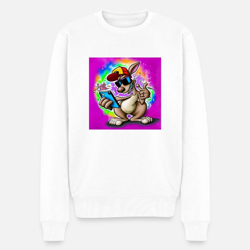 Känguru macht Selfie V3 Geschenk - Männer Premium Bio Pullover - Weiß