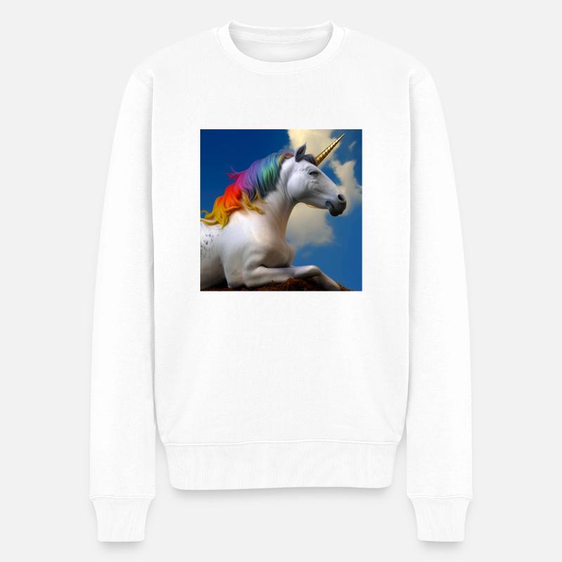 Einhorn - Männer Premium Bio Pullover - Weiß