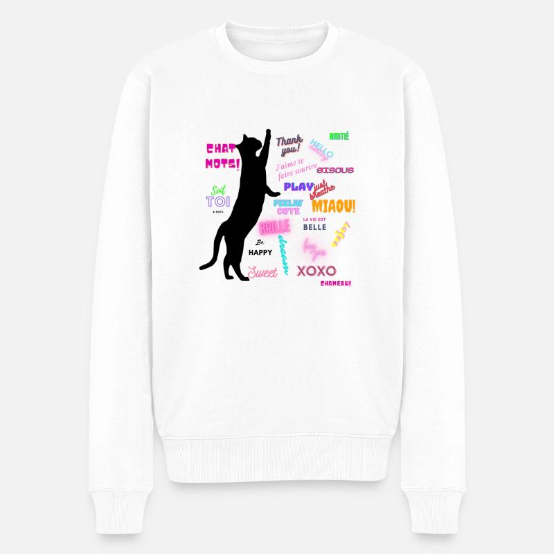 Chat mots - Pull Premium bio Homme - blanc