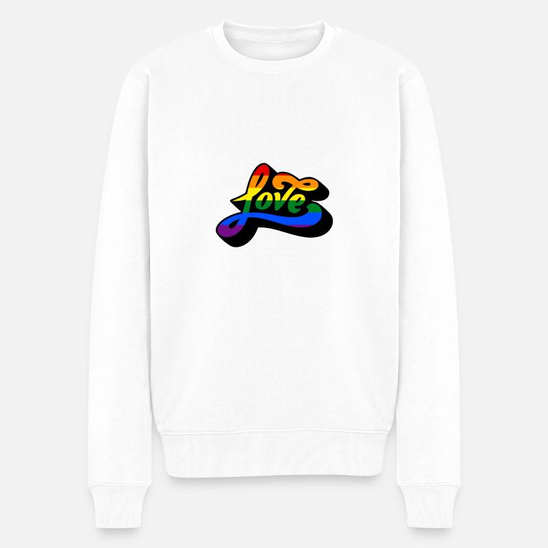 Love rainbow - Männer Premium Bio Pullover - Weiß