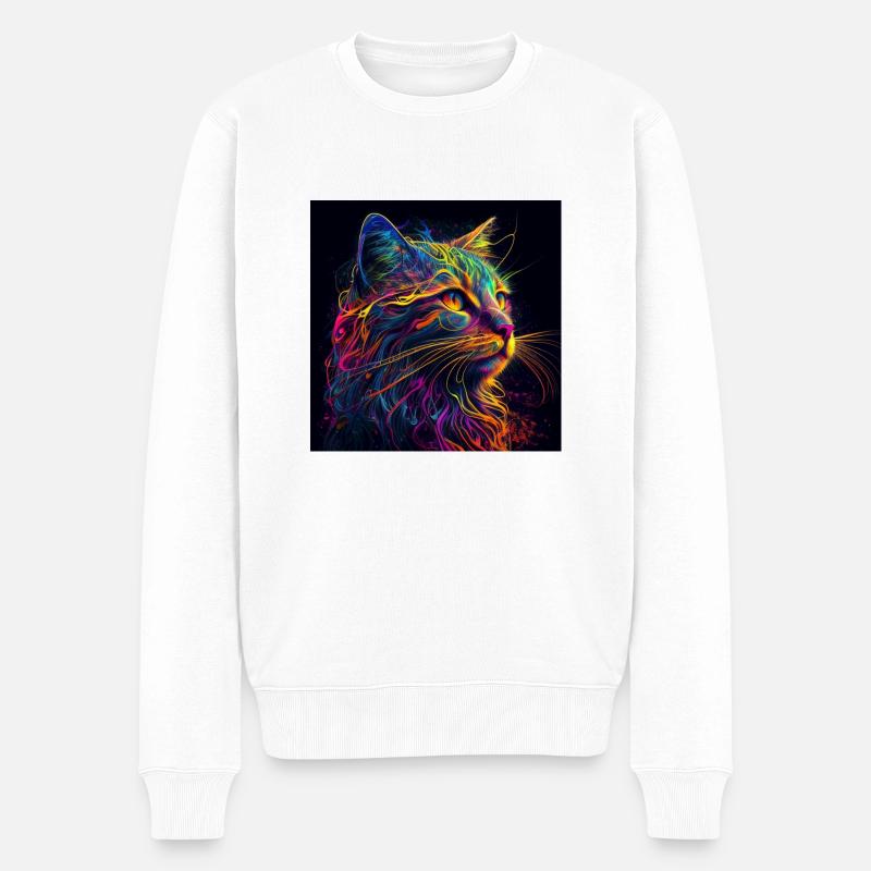 Bunte Katze, farbiges Design - Männer Premium Bio Pullover - Weiß