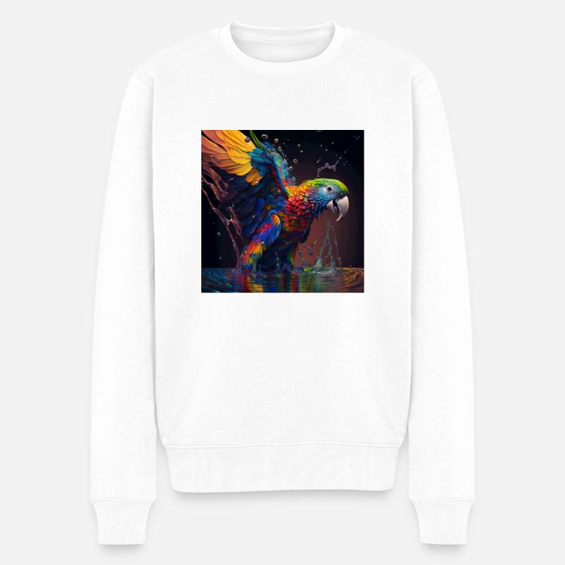Farbiger Papagei, einzigartiges Design - Männer Premium Bio Pullover - Weiß
