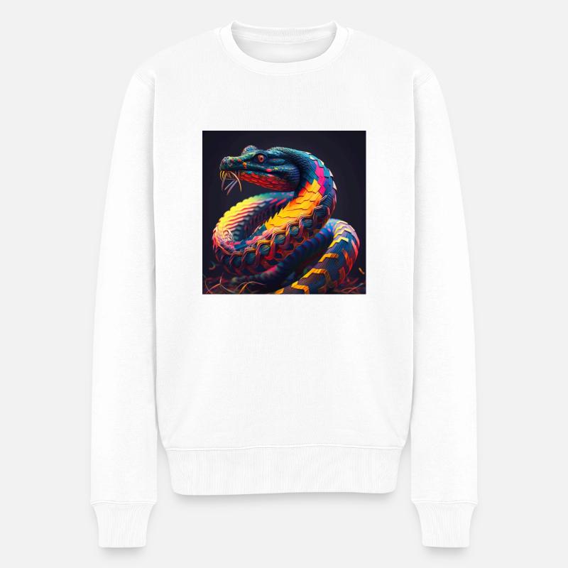 Farbige Schlange, einzigartiges Design - Männer Premium Bio Pullover - Weiß