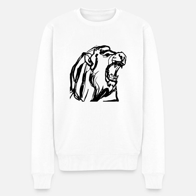 Brüllender Löwe Geschenk - Männer Premium Bio Pullover - Weiß