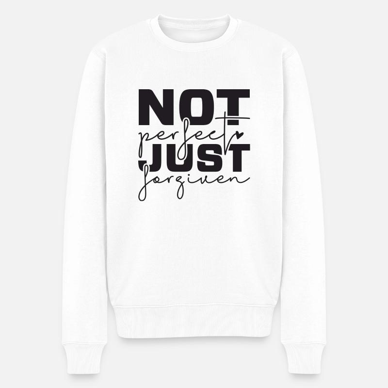 Not perfect just forgiven - Männer Premium Bio Pullover - Weiß
