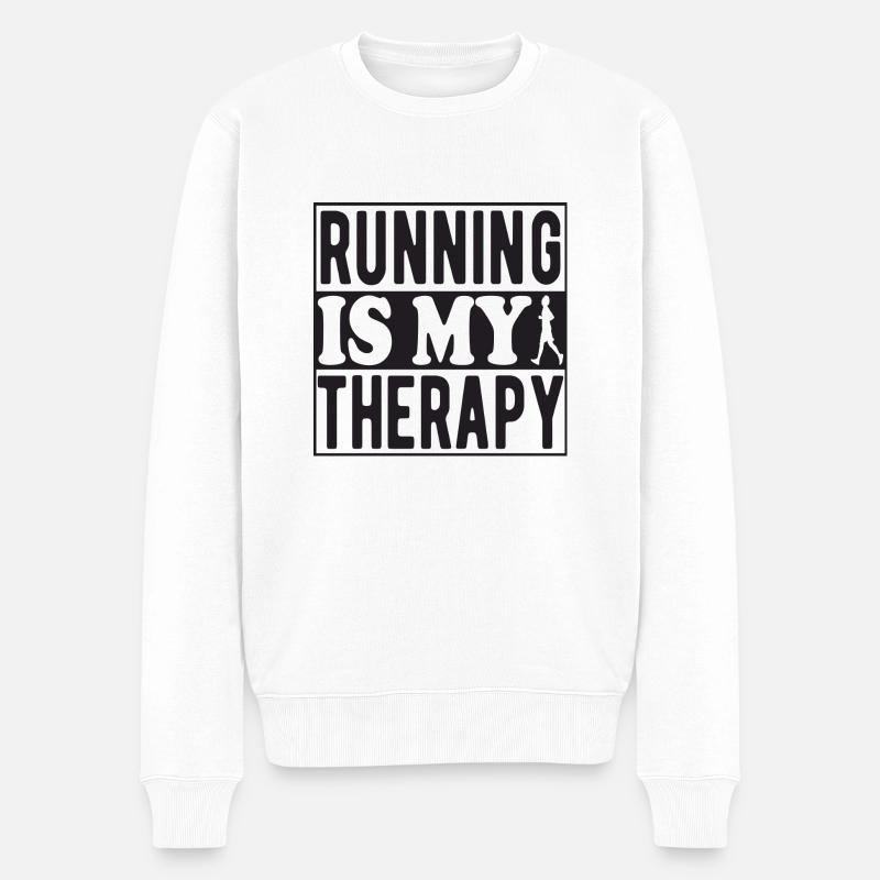 Running is my Therapy - Männer Premium Bio Pullover - Weiß