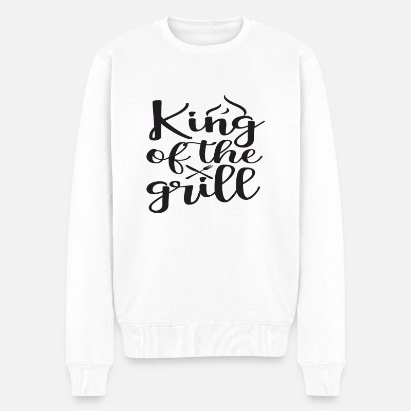 King of the Grill - Männer Premium Bio Pullover - Weiß