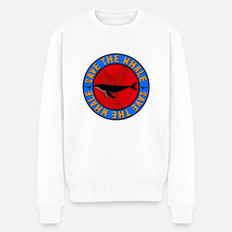 Rettet den Wal - Männer Premium Bio Pullover - Weiß