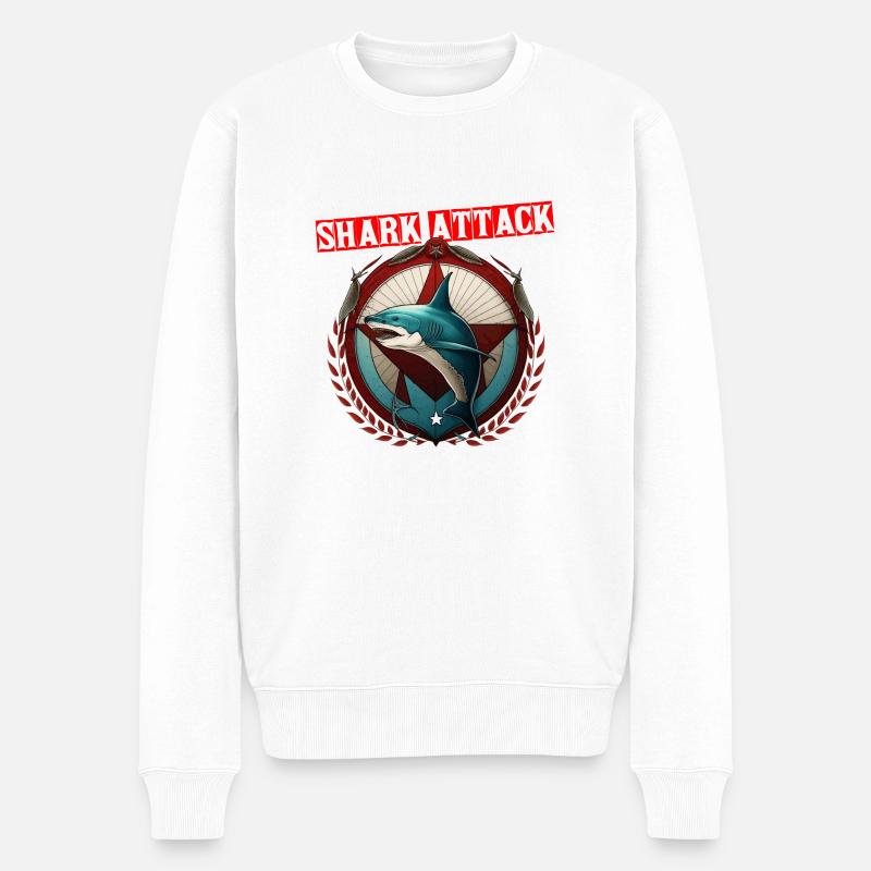 Cadeau d’attaque de requin - Pull Premium bio Homme - blanc