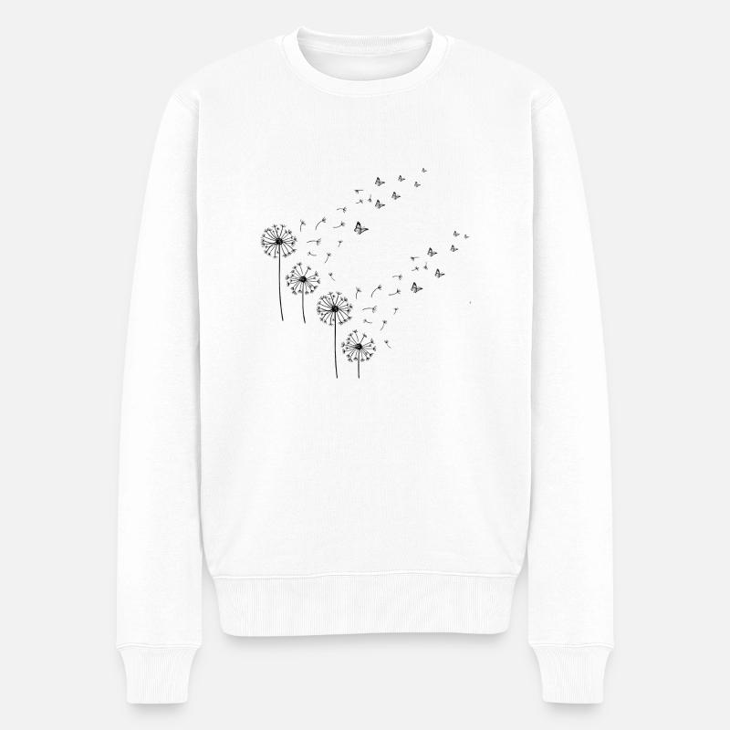 Schmetterlingsblumen - Männer Premium Bio Pullover - Weiß