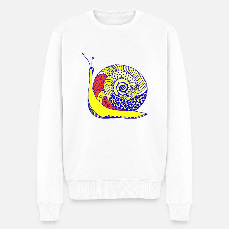 Schnecke - Männer Premium Bio Pullover - Weiß