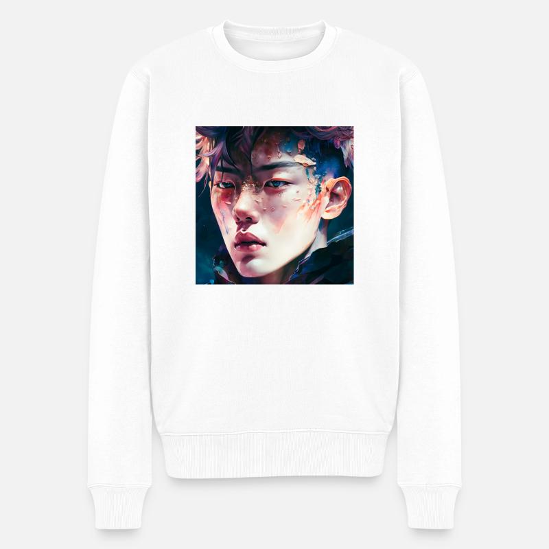 Crystalline Asian K-Pop Idol - Pull Premium bio Homme - blanc