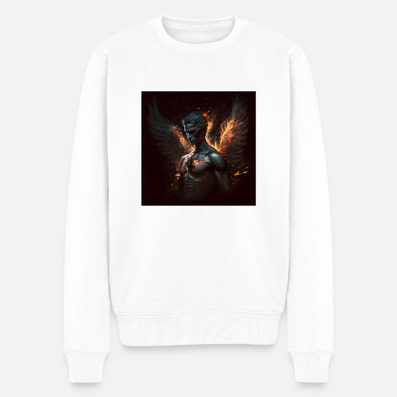 Feuriger dämonischer Engel - Männer Premium Bio Pullover - Weiß