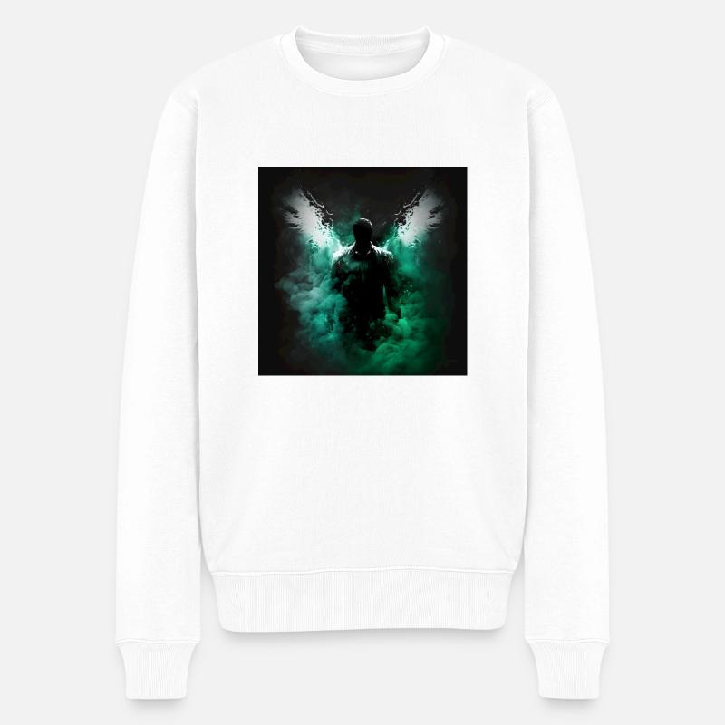 Der Mann des dunklen Engels - Männer Premium Bio Pullover - Weiß