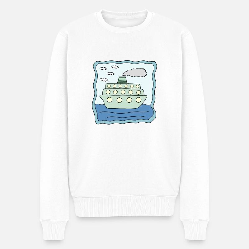 Ein Schiff Design - Männer Premium Bio Pullover - Weiß