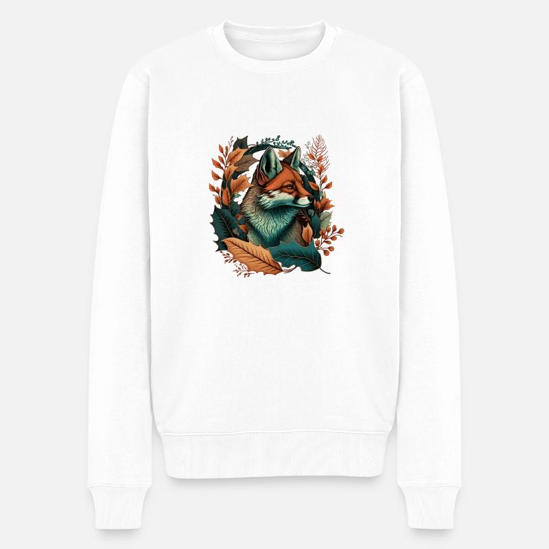 Fuchs Tattoo V2 Geschenk - Männer Premium Bio Pullover - Weiß