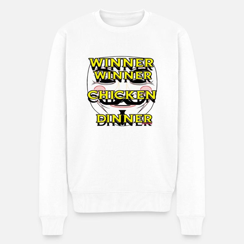 CickenDinnerWinner - Männer Premium Bio Pullover - Weiß
