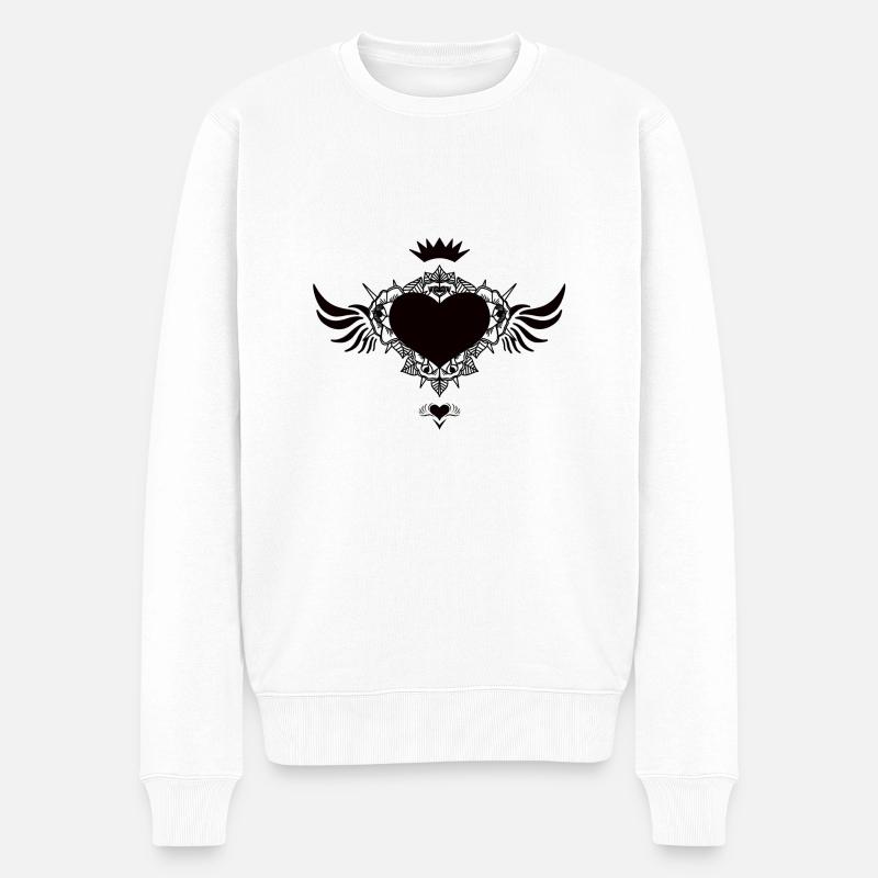 Heart - Männer Premium Bio Pullover - Weiß