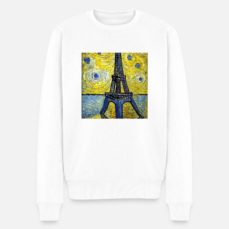 Paris Eiffelturm van gogh - Männer Premium Bio Pullover - Weiß