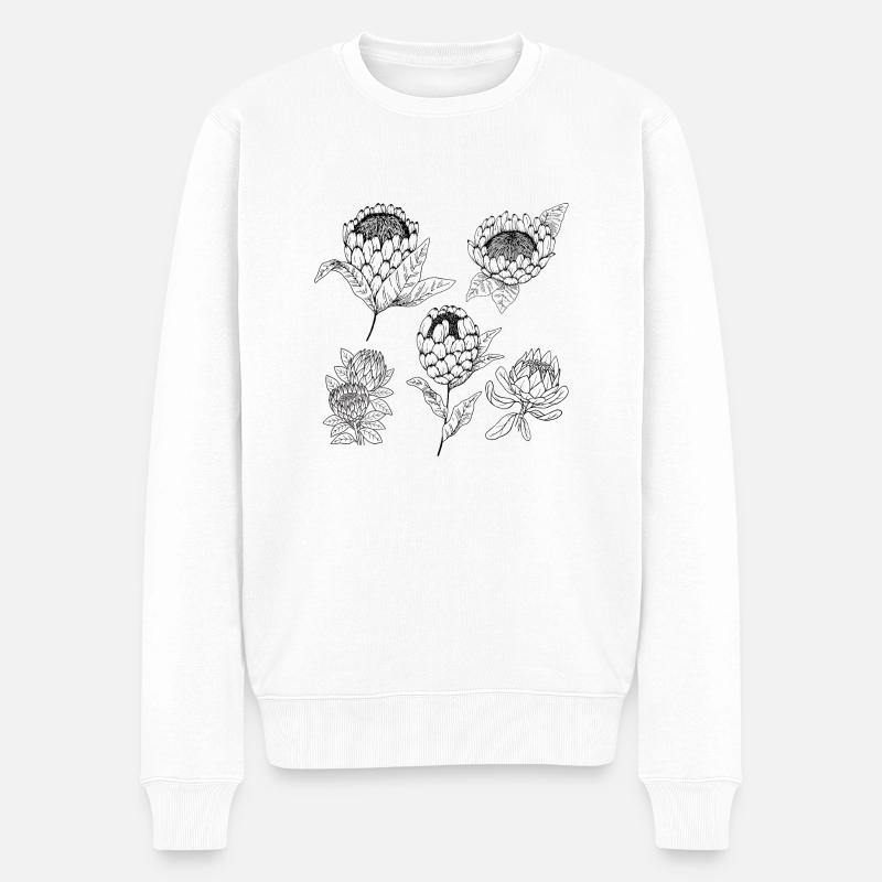 Protea-Blütengruppe - Männer Premium Bio Pullover - Weiß