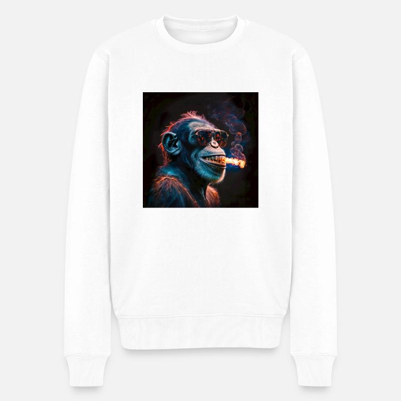 Cool Monkey, l’IA générative - Pull Premium bio Homme - blanc