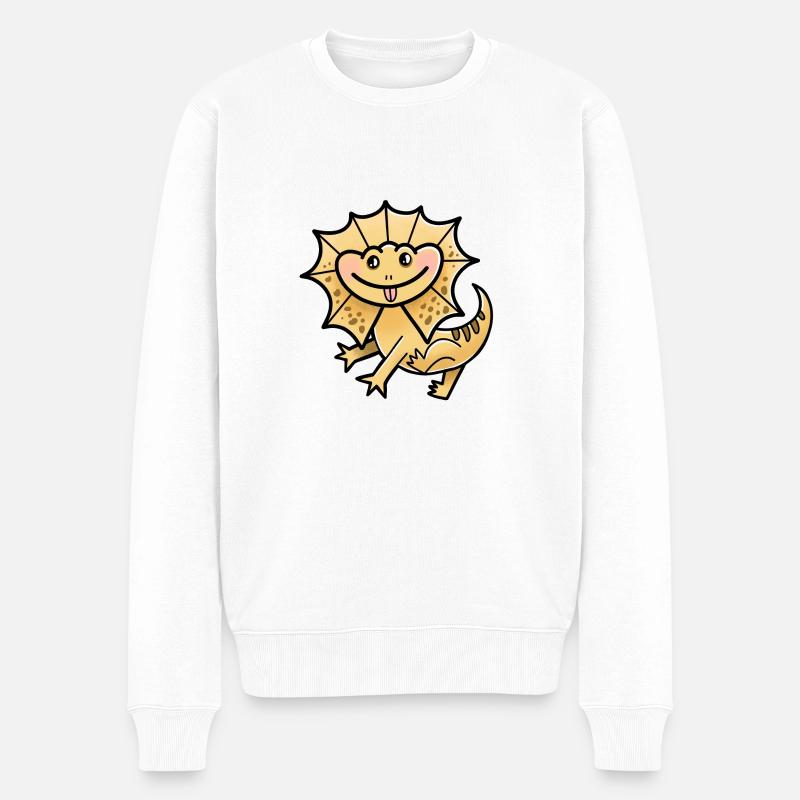 Rüschenhals-Eidechse - Männer Premium Bio Pullover - Weiß