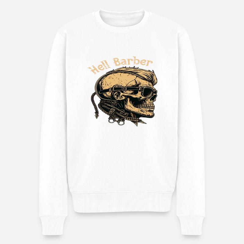 Hell Barber Skull Totenkopf - Pull Premium bio Homme - blanc