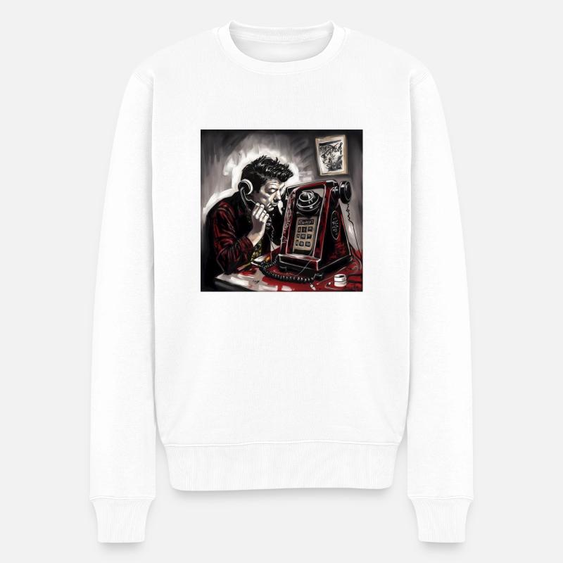 Telefonieren mit Style - Männer Premium Bio Pullover - Weiß