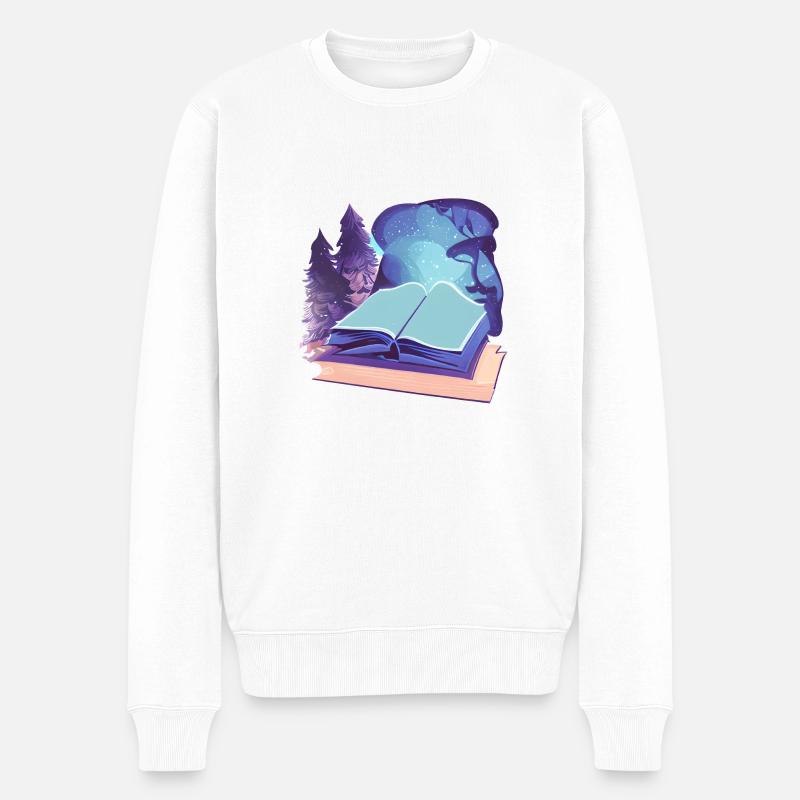 Lesen Geschenk Buch Leser Buchliebhaber Bücher - Männer Premium Bio Pullover - Weiß