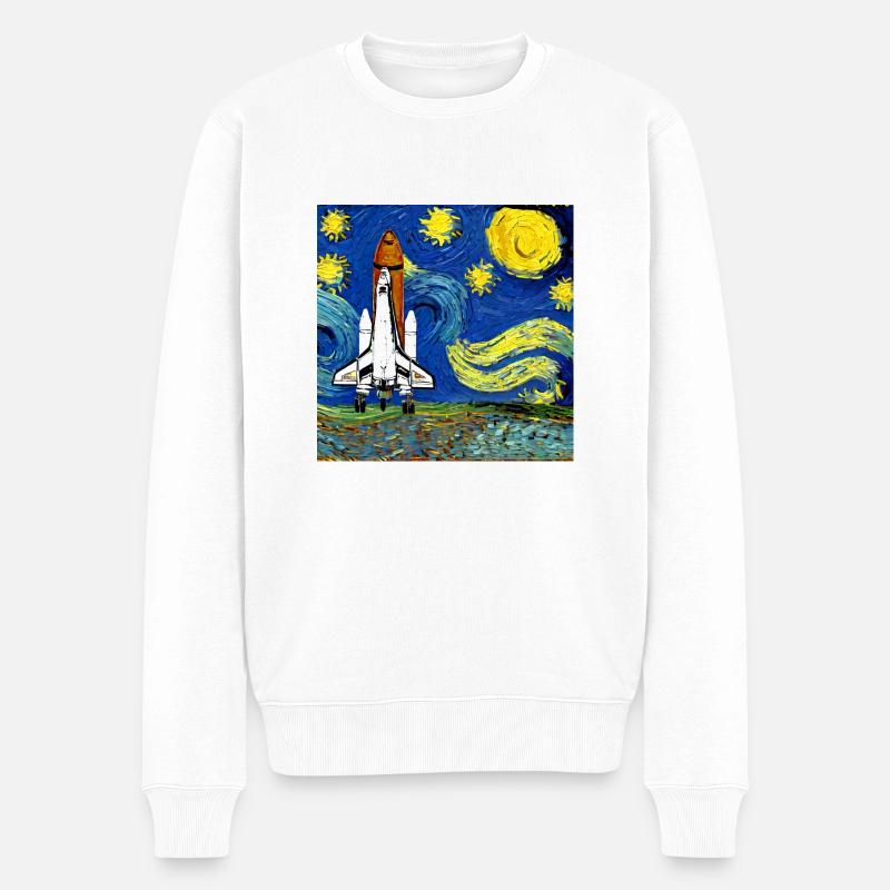 navette spatiale van gogh - Pull Premium bio Homme - blanc