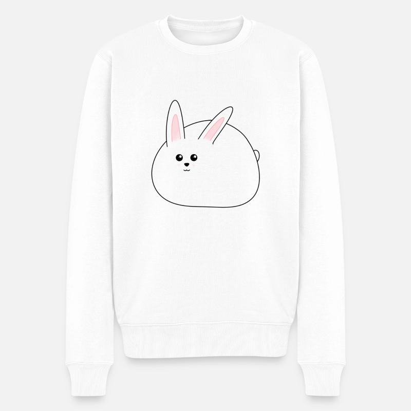 Lapin blanc gras, sucré, Pâques - Pull Premium bio Homme - blanc