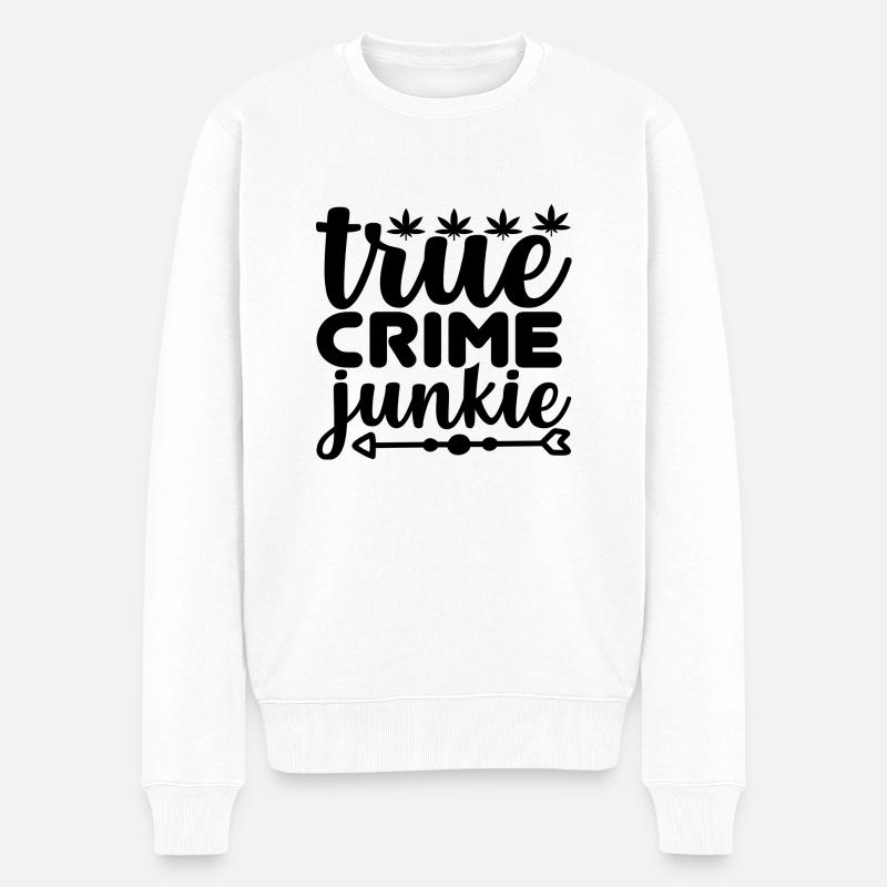 True Crime Junkie - Männer Premium Bio Pullover - Weiß