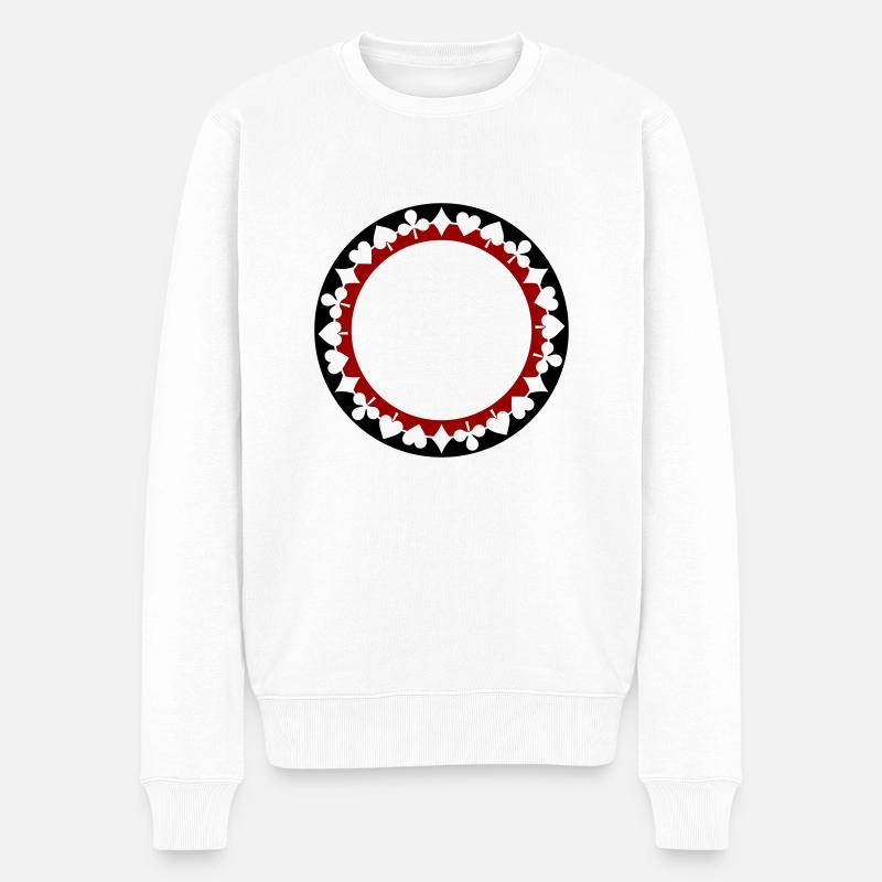 Kranz Spielkarten Skat zweifarbig - Männer Premium Bio Pullover - Weiß