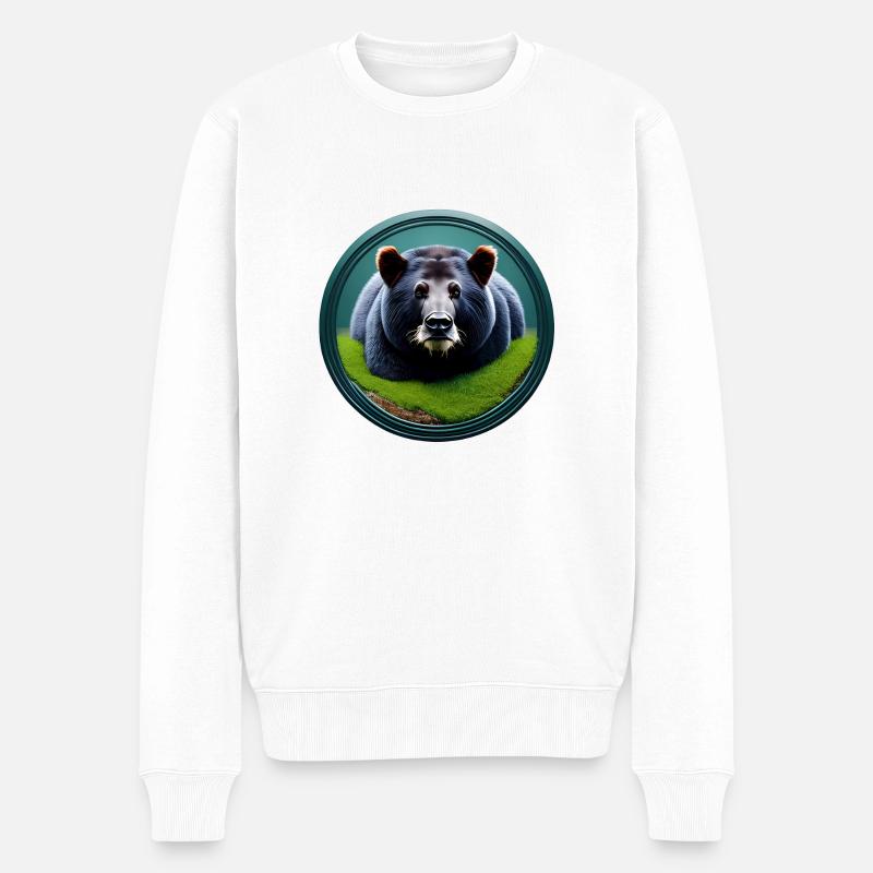 Braunbär im Wald - Männer Premium Bio Pullover - Weiß