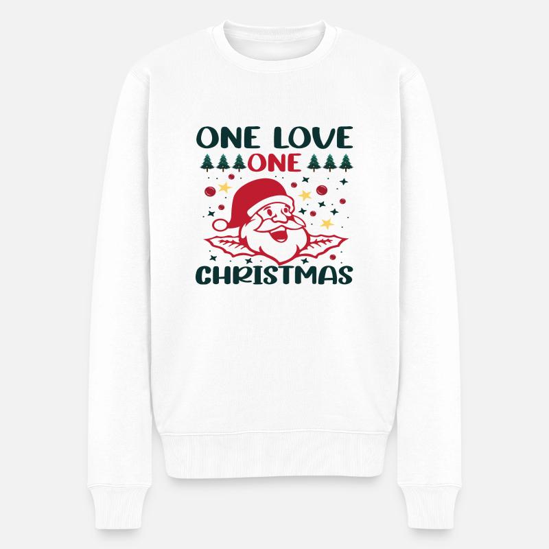One Love One Christmas - Männer Premium Bio Pullover - Weiß