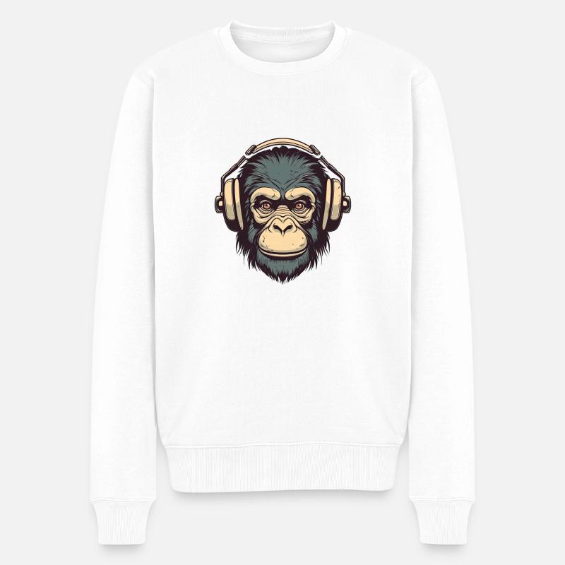 Funky Bloody Monkey - Männer Premium Bio Pullover - Weiß