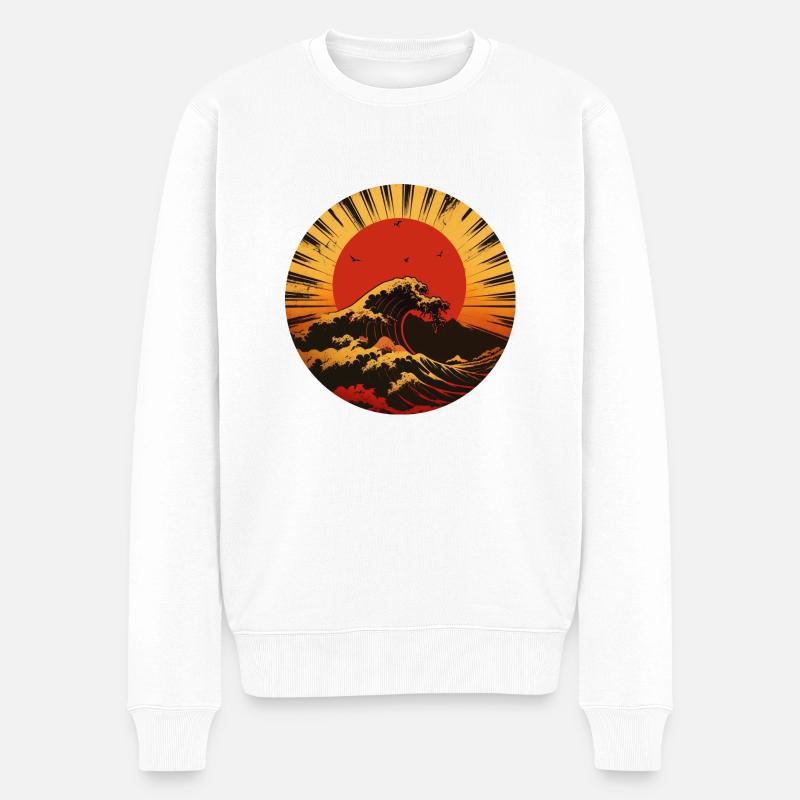 Große Welle - Männer Premium Bio Pullover - Weiß