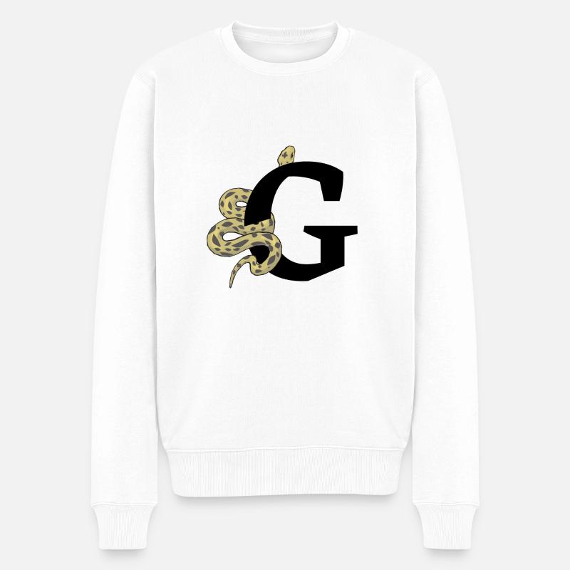 Buchstabe g Schlange - Männer Premium Bio Pullover - Weiß