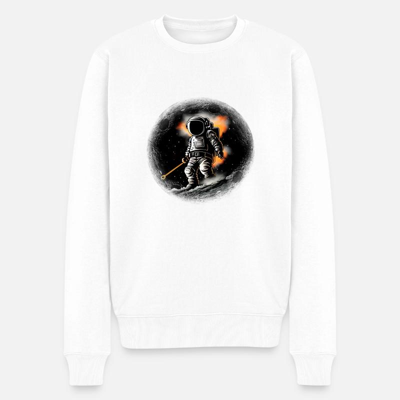 Astronaut auf Planet - Männer Premium Bio Pullover - Weiß