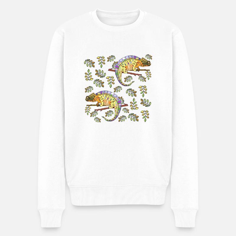 Chamäleons - Männer Premium Bio Pullover - Weiß
