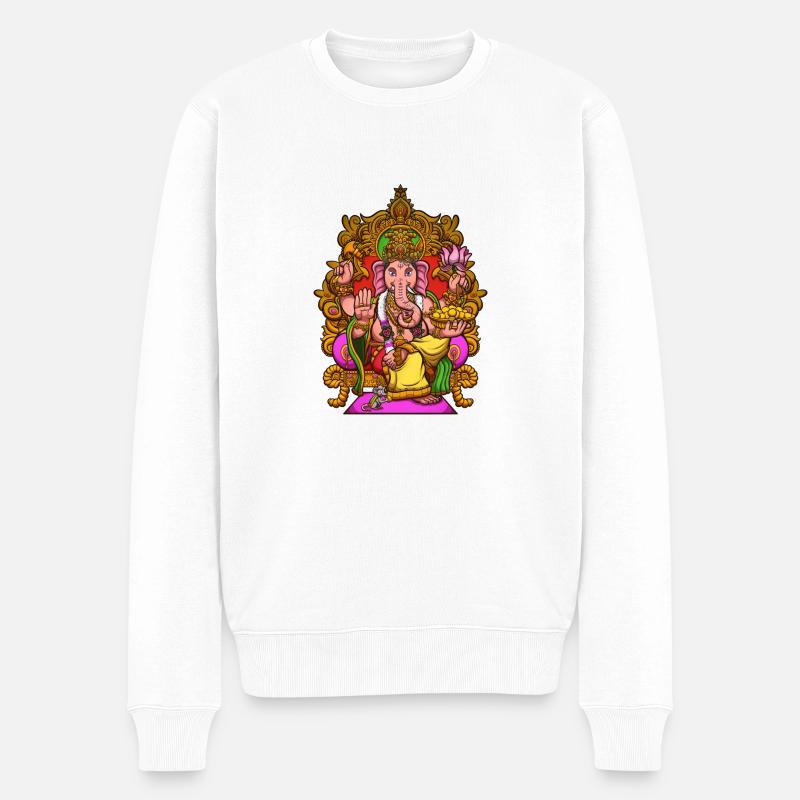 Ganesha - Männer Premium Bio Pullover - Weiß